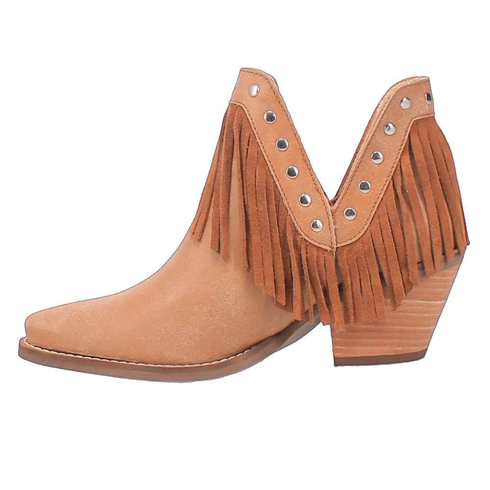 Fine N' Dandy Fringe Studded Snip Toe Cowboy Booties - Image 3