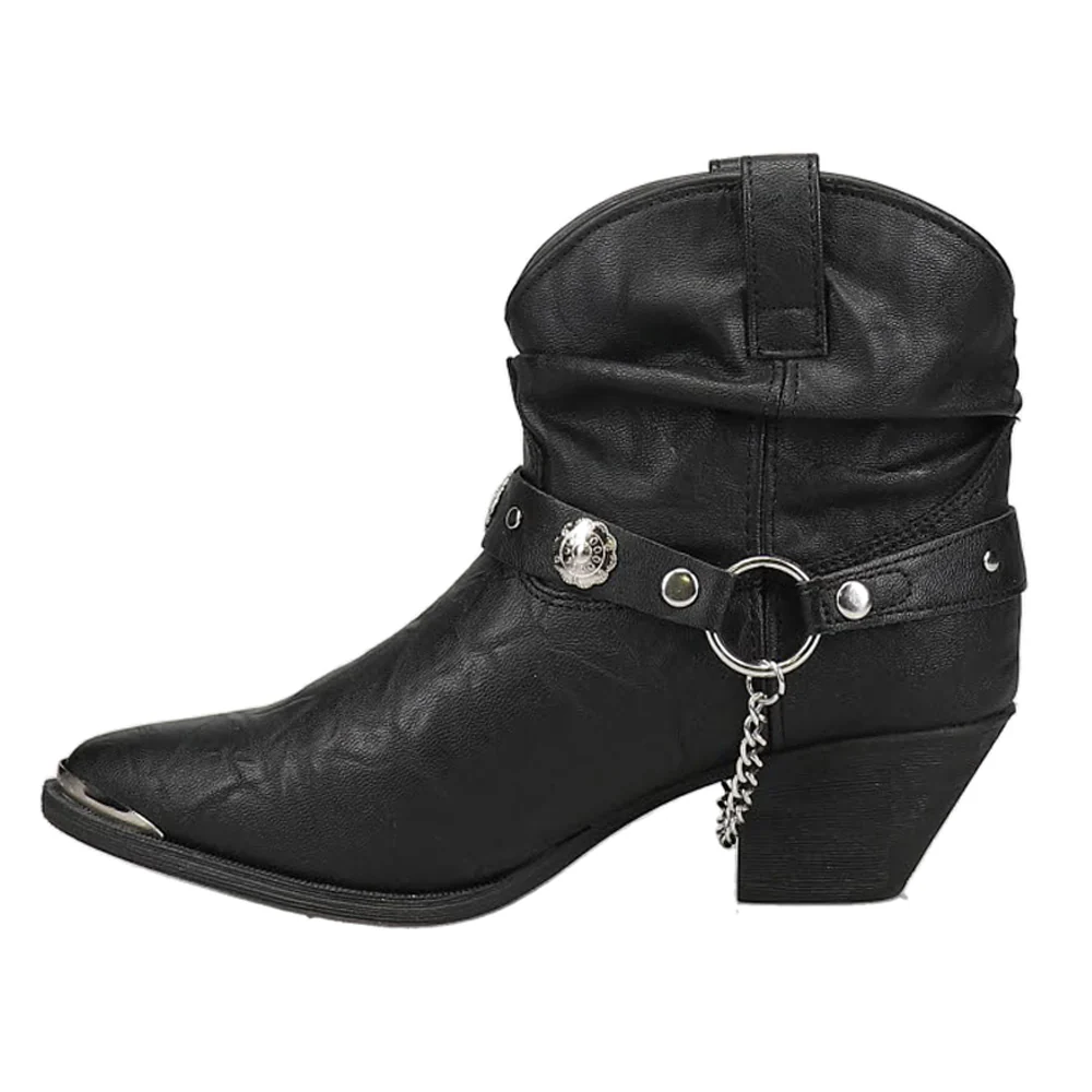 Fiona Pull On Pointed Toe Cowboy Booties - Image 3