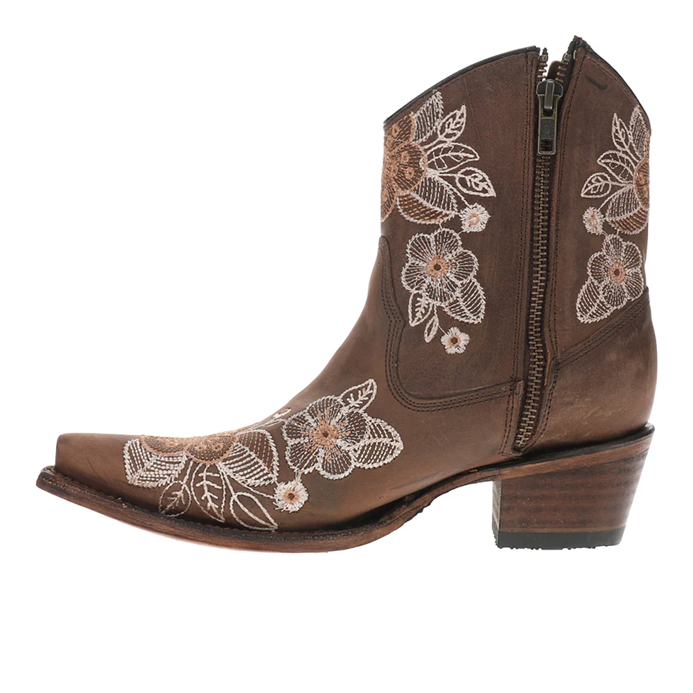 Floral Embroidered Snip Toe Pull On Cowboy Boots - Image 3