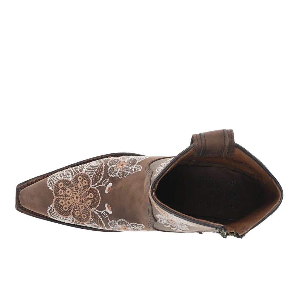 Floral Embroidered Snip Toe Pull On Cowboy Boots - Image 4