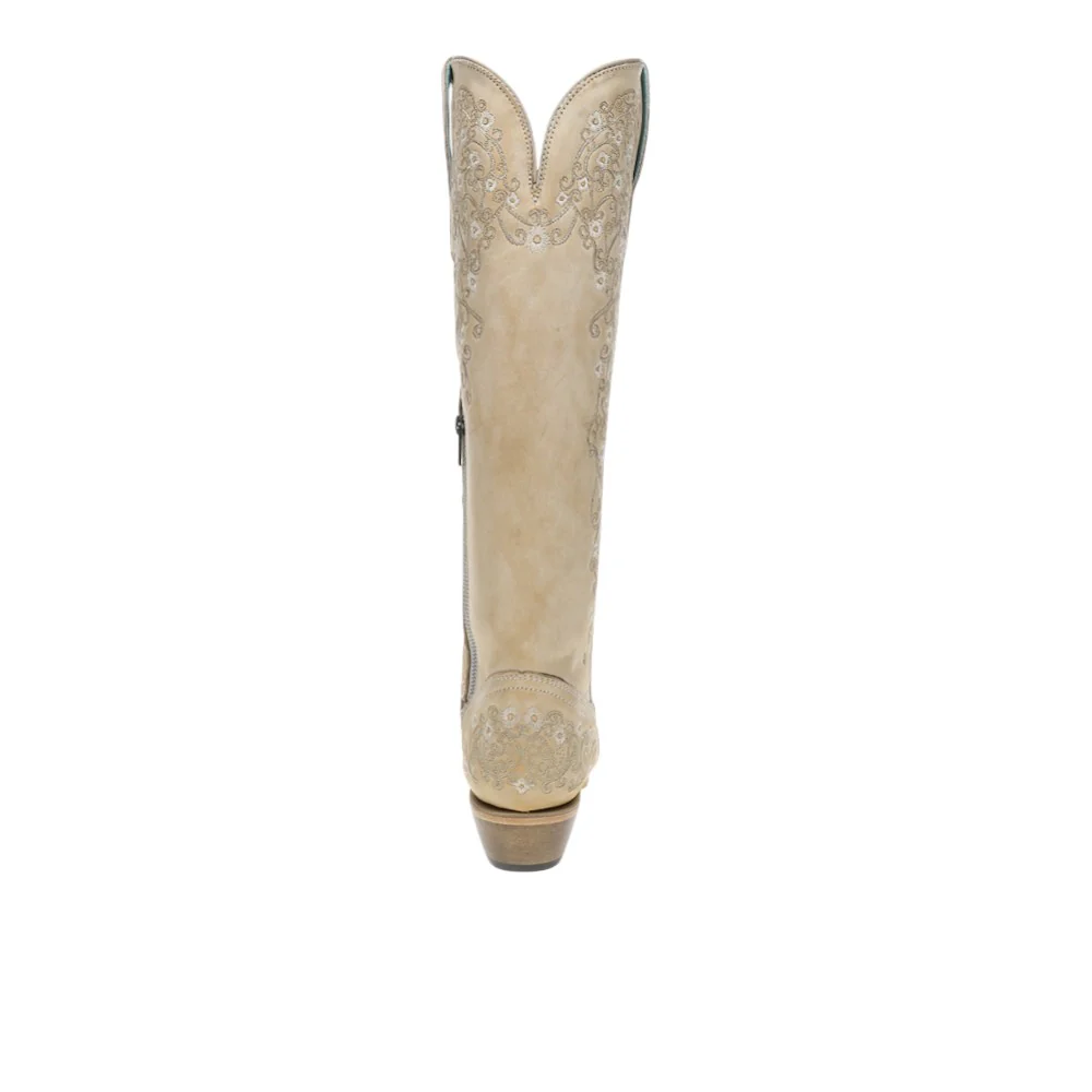Floral Embroidered Tall Top Snip Toe Pull On Cowboy Boots - Image 5
