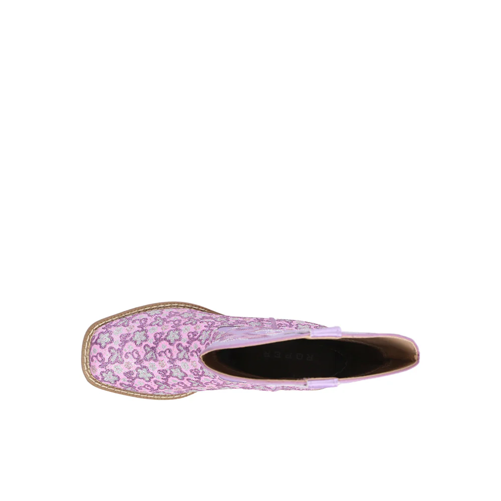 Floral Glitter Square Toe Cowboy Boots (Little Kid-Big Kid) - Image 4