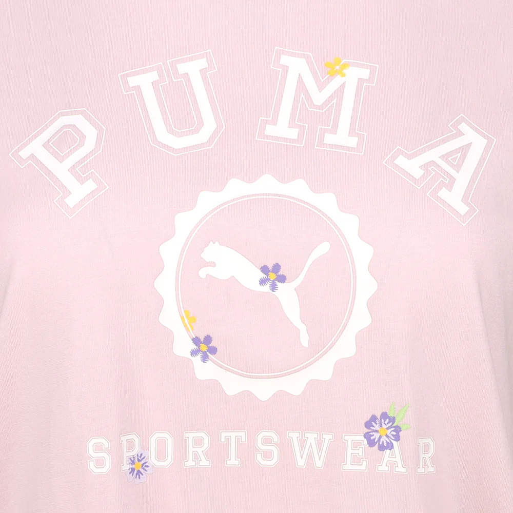 Floral Varsity Badge Crew Neck Short Sleeve T-Shirt - Image 3
