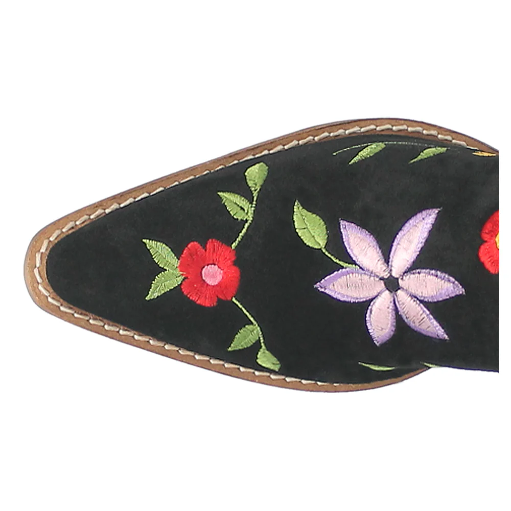 Flower Power Embroidered Floral Snip Toe Pull On Boots - Image 4