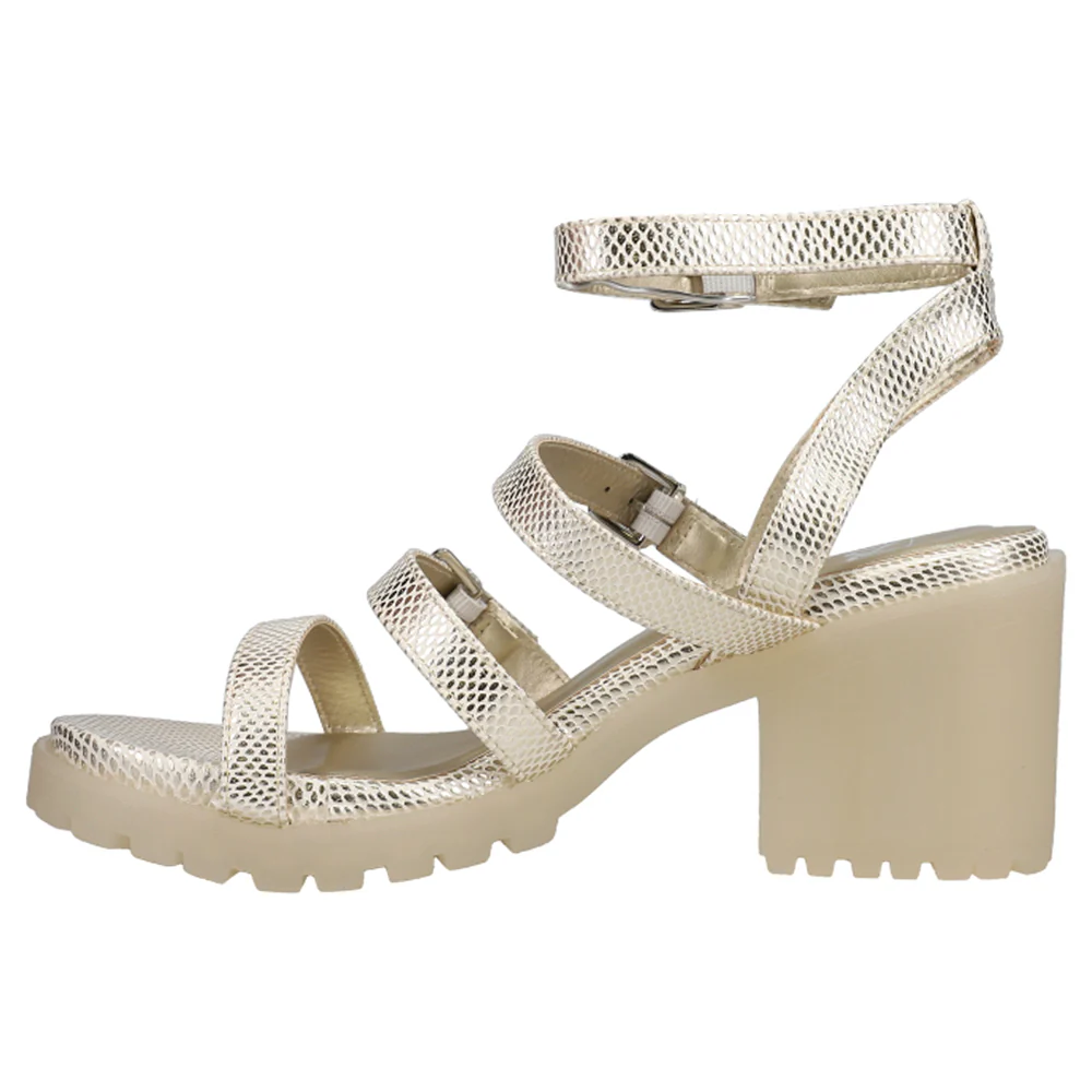 Francee Metallic Snake Gladiator Ankle Strap Sandals - Image 3