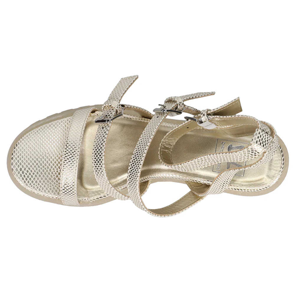 Francee Metallic Snake Gladiator Ankle Strap Sandals - Image 4