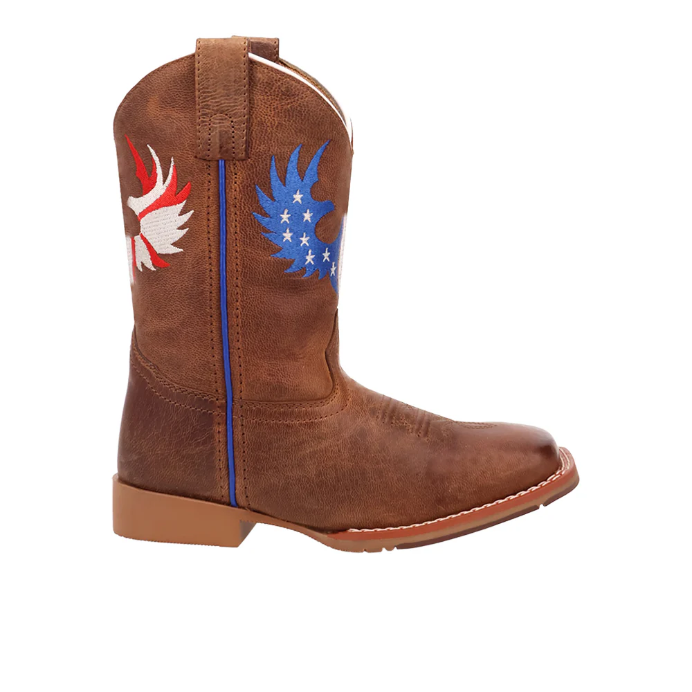 Freedom Flight Leather Square Toe Cowboy Boots (Big Kid)