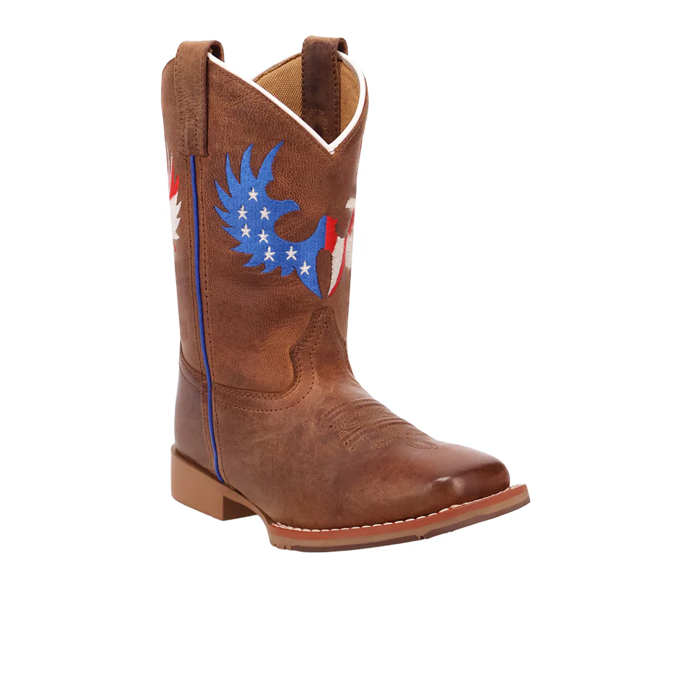 Freedom Flight Leather Square Toe Cowboy Boots (Big Kid) - Image 2