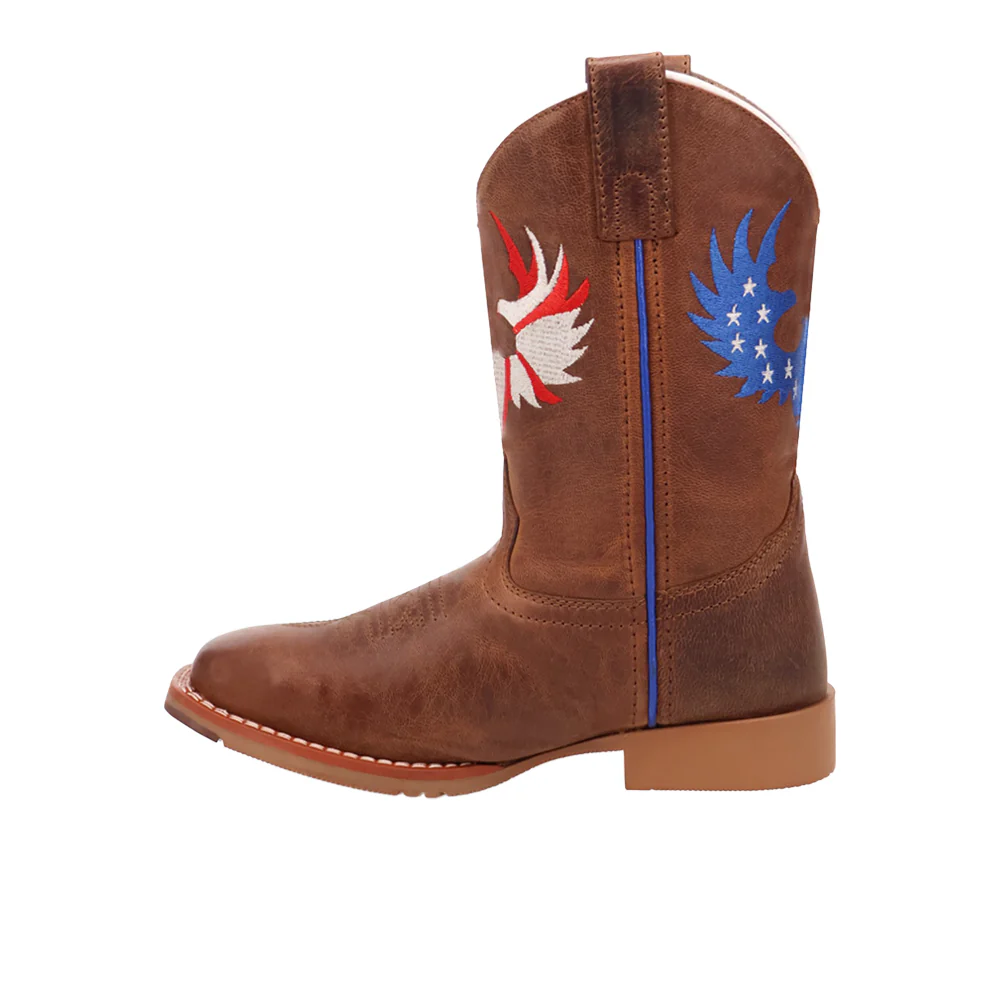 Freedom Flight Leather Square Toe Cowboy Boots (Big Kid) - Image 3