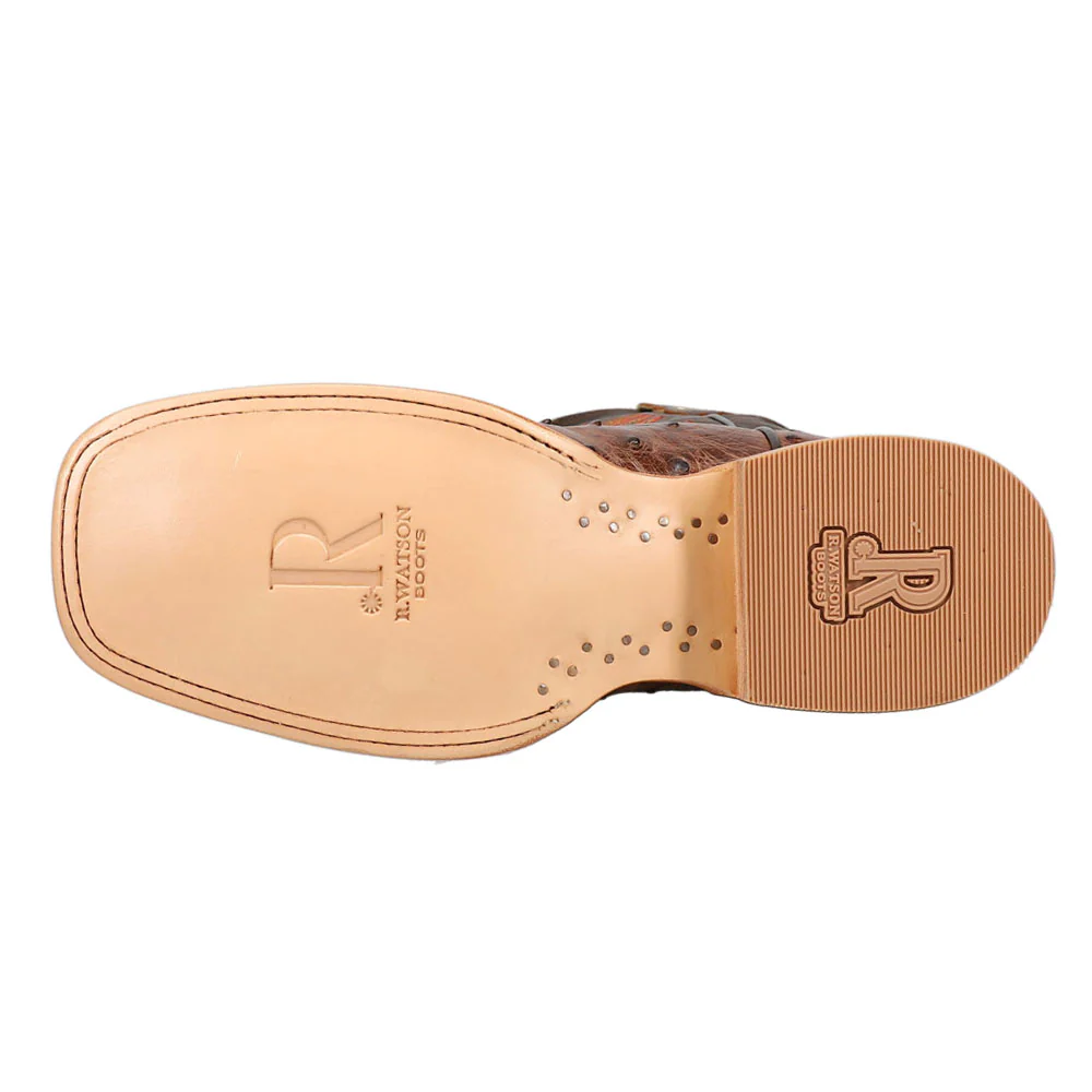 Full Quill Ostrich Embroidered Square Toe Cowboy Boots - Image 5