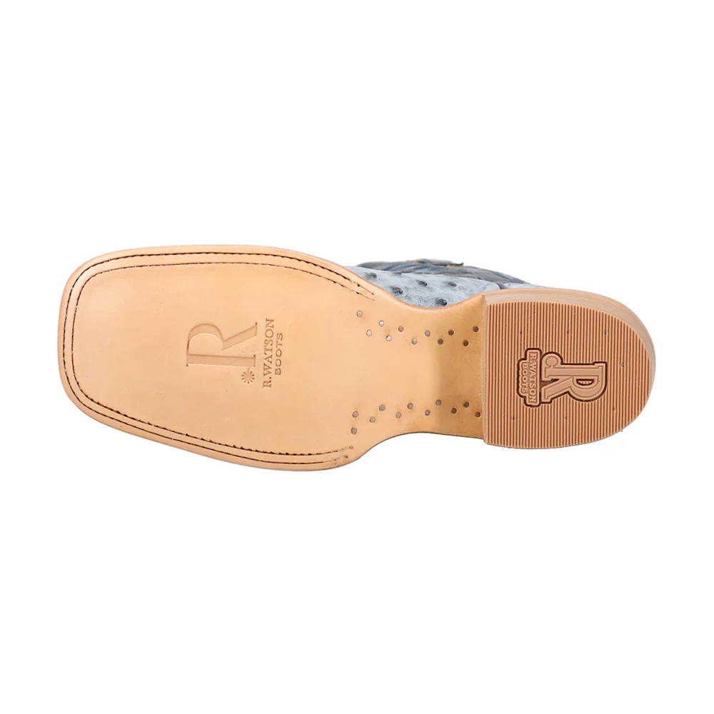 Full Quill Ostrich Embroidered Wide Square Toe Cowboy Boots - Image 5