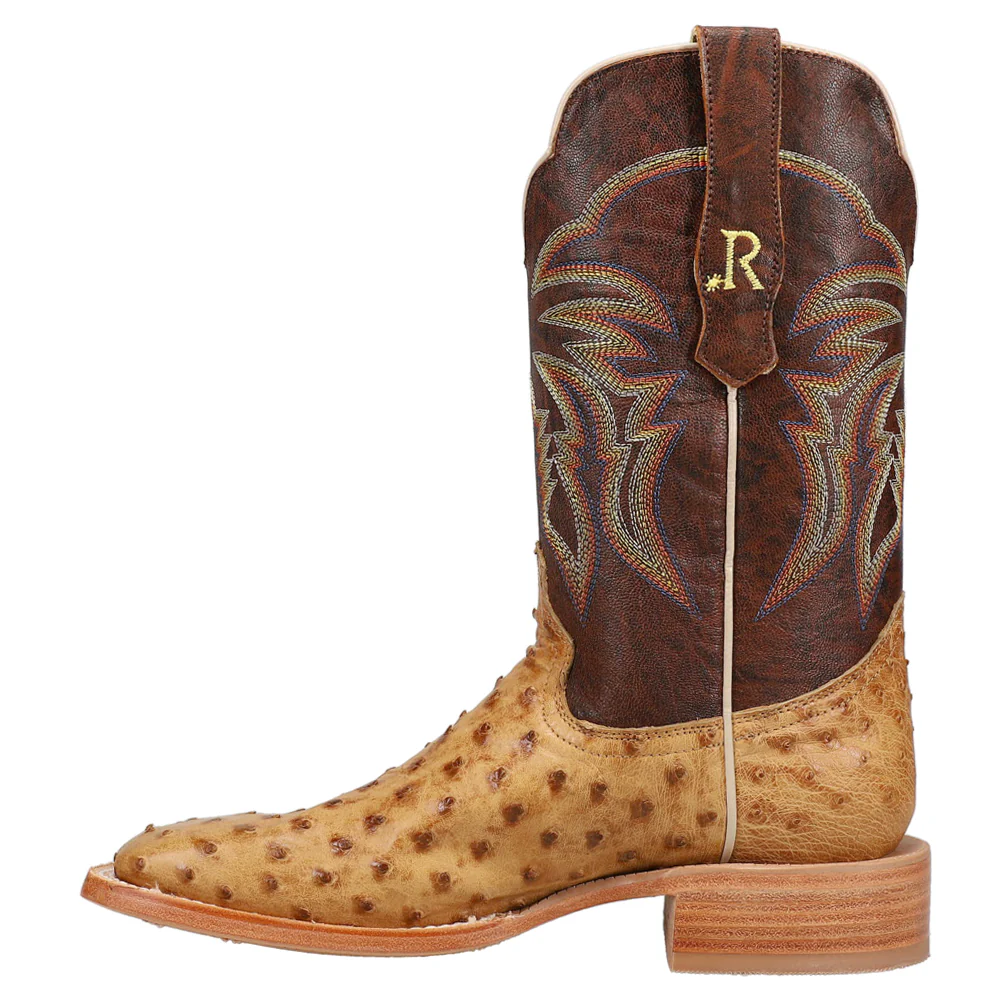 Full Quill Ostrich Embroidered Square Toe Cowboy Boots - Image 3