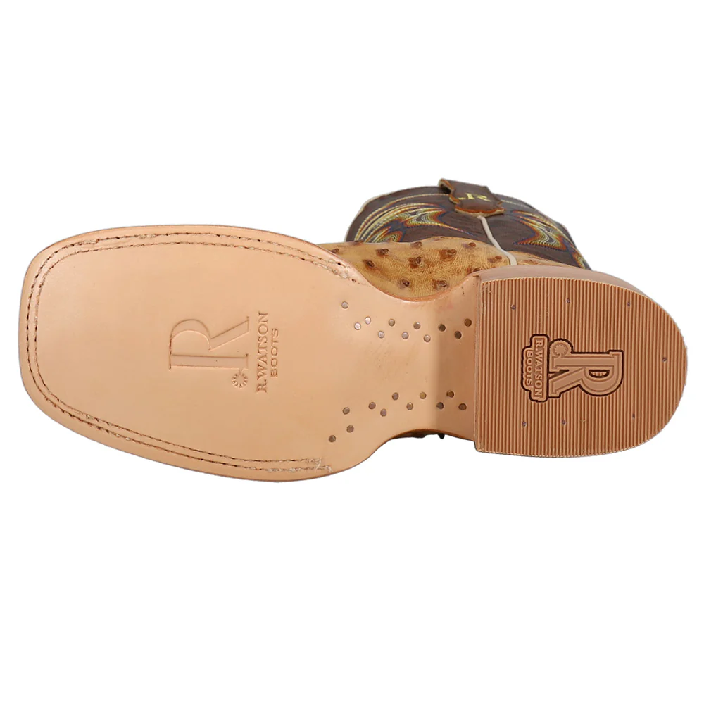 Full Quill Ostrich Embroidered Square Toe Cowboy Boots - Image 5