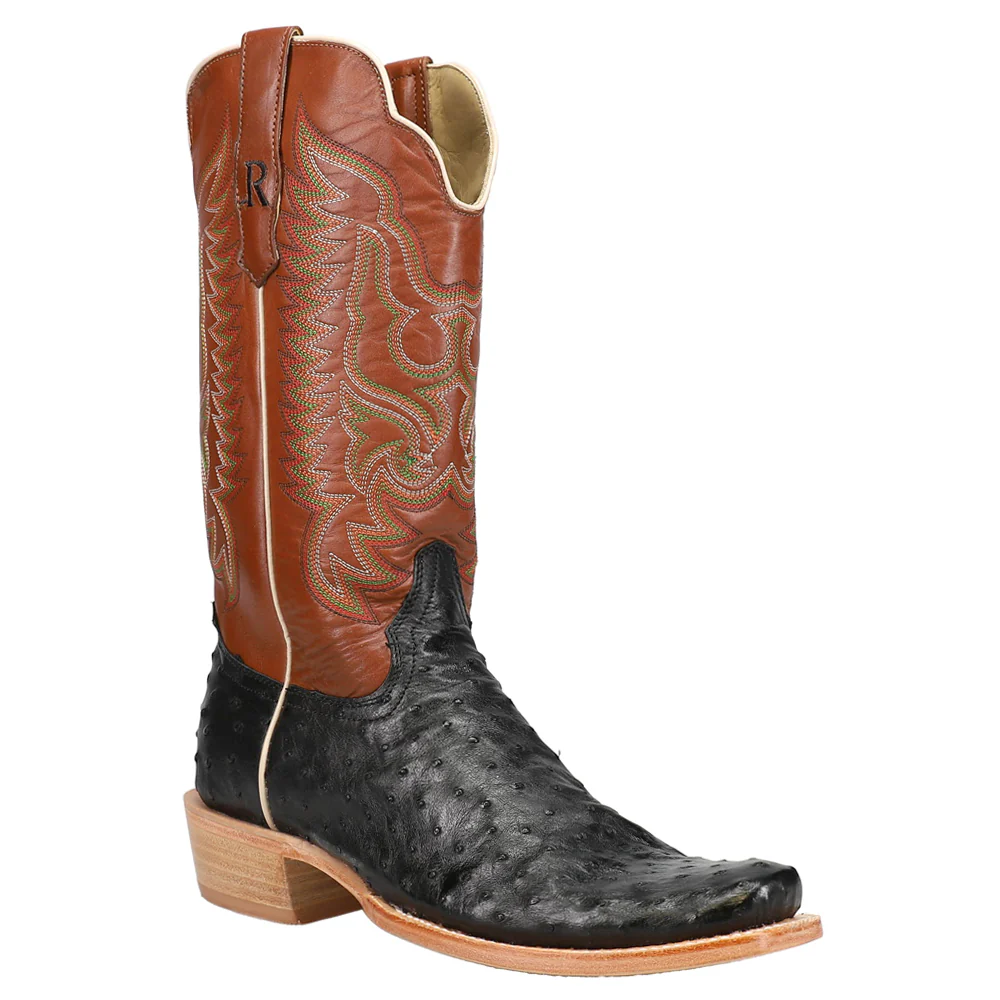 Full Quill Ostrich Embroidered Square Toe Cowboy Boots - Image 2