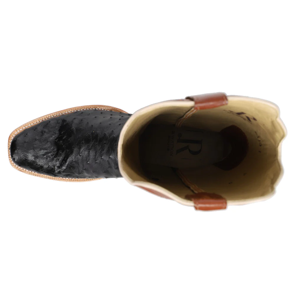 Full Quill Ostrich Embroidered Square Toe Cowboy Boots - Image 4