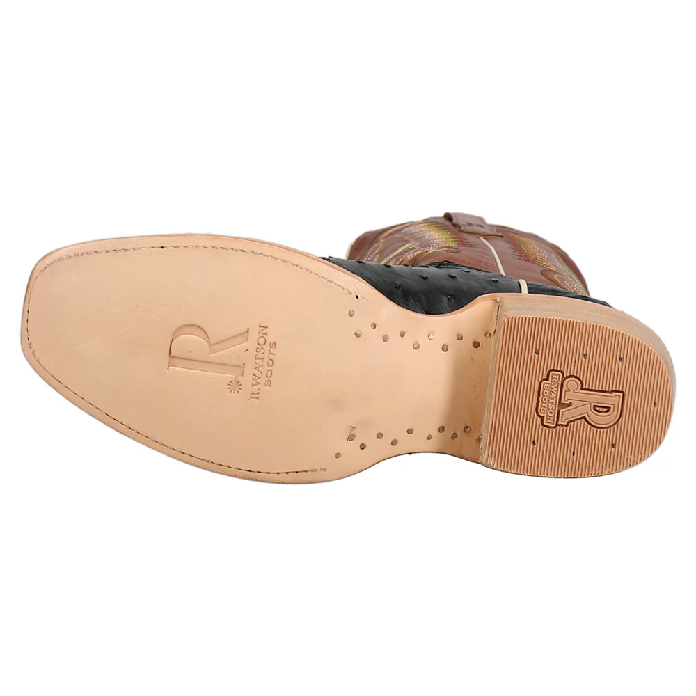Full Quill Ostrich Embroidered Square Toe Cowboy Boots - Image 5