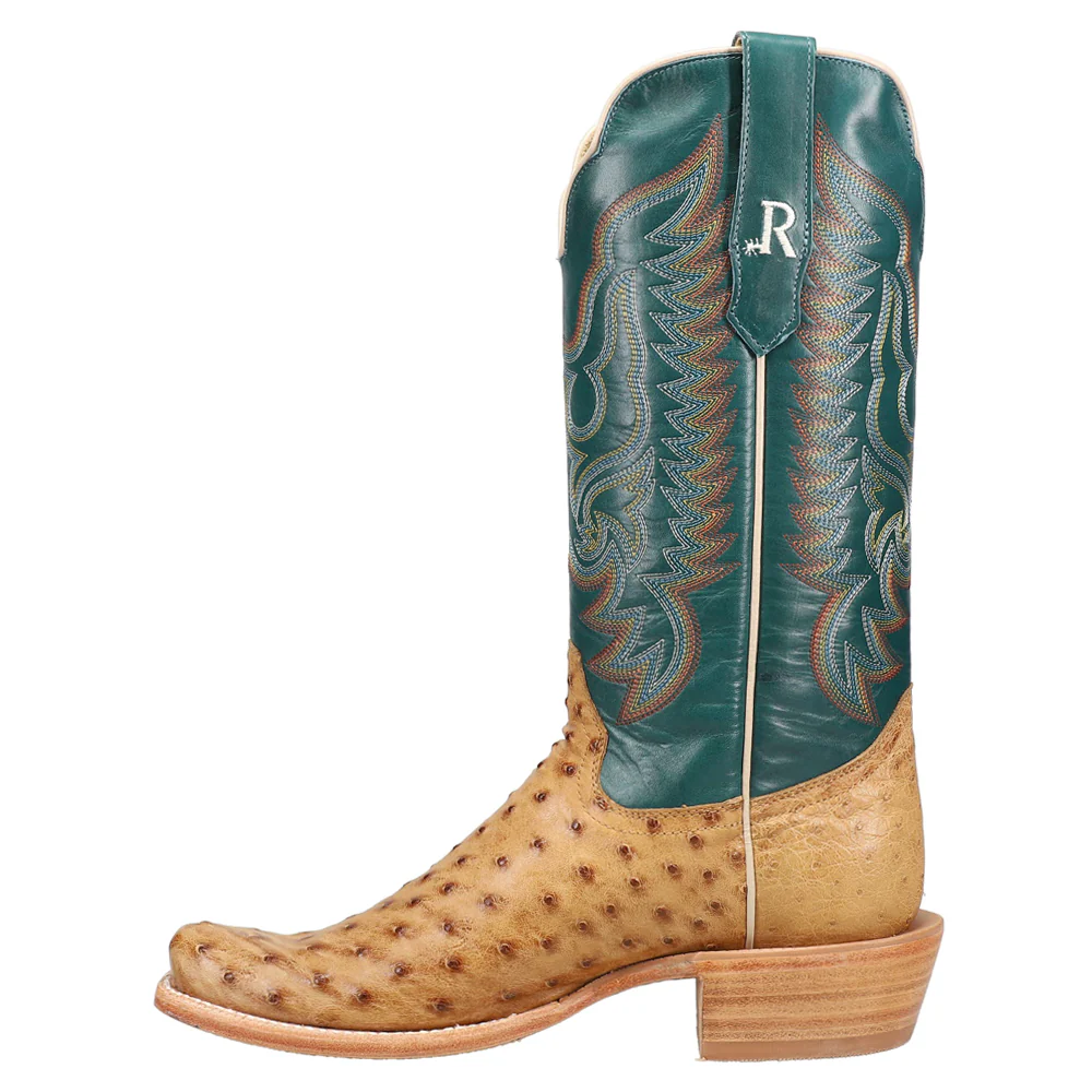 Full Quill Ostrich Embroidered Square Toe Cowboy Boots - Image 3