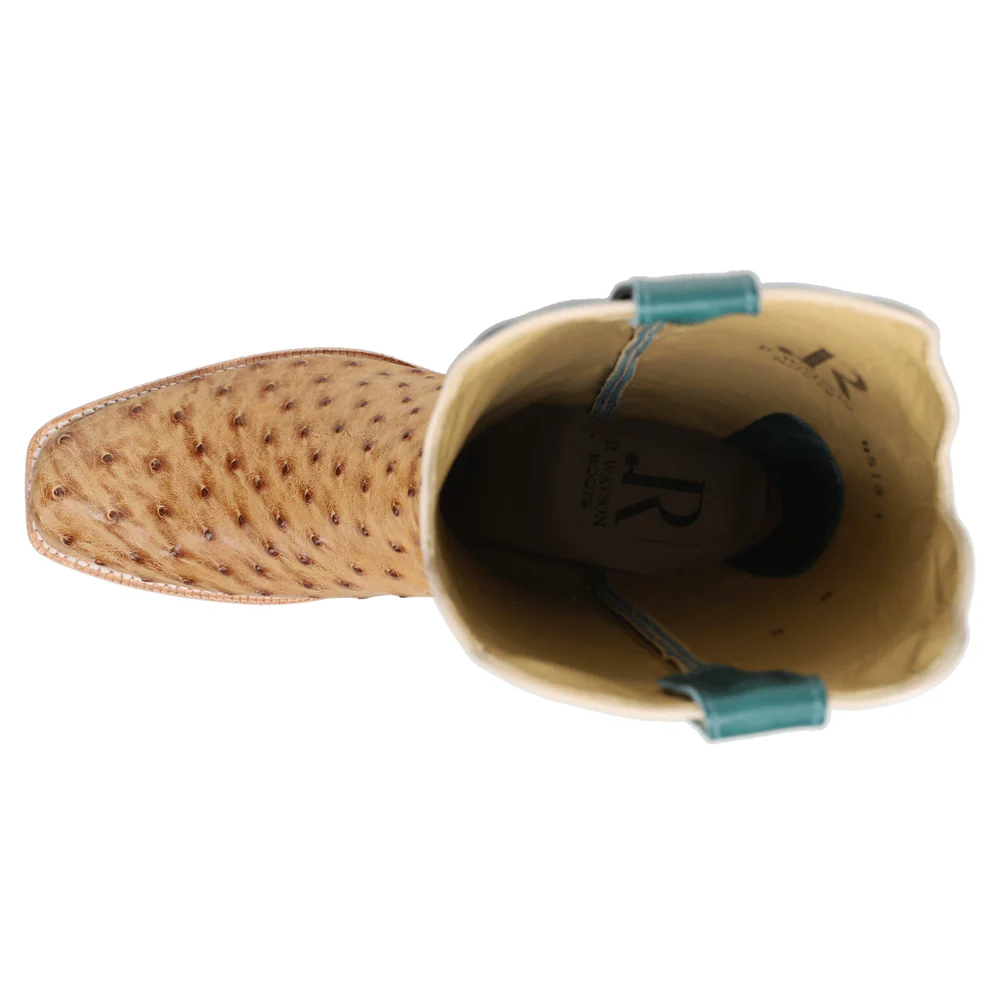Full Quill Ostrich Embroidered Square Toe Cowboy Boots - Image 4