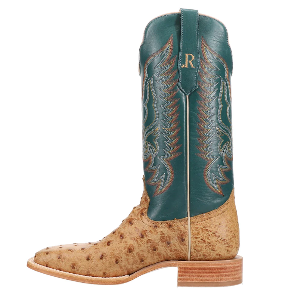 Full Quill Ostrich Embroidered Square Toe Cowboy Boots - Image 3