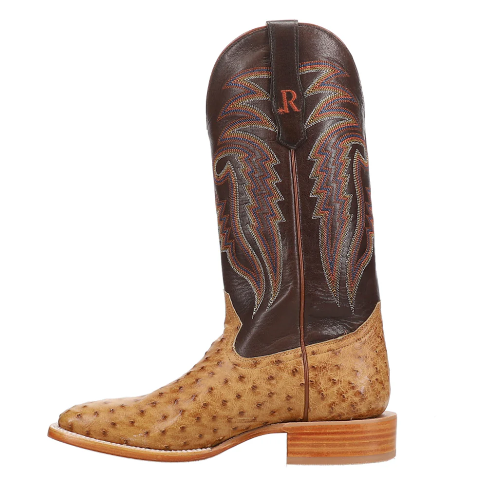 Full Quill Ostrich Embroidered Square Toe Cowboy Boots - Image 3