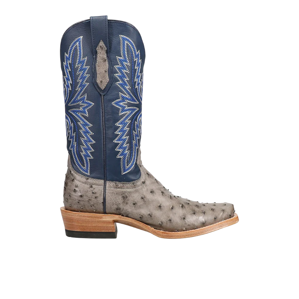 Futurity Relentless Buckles Embroidered Ostrich Square Toe Cowboy Boots
