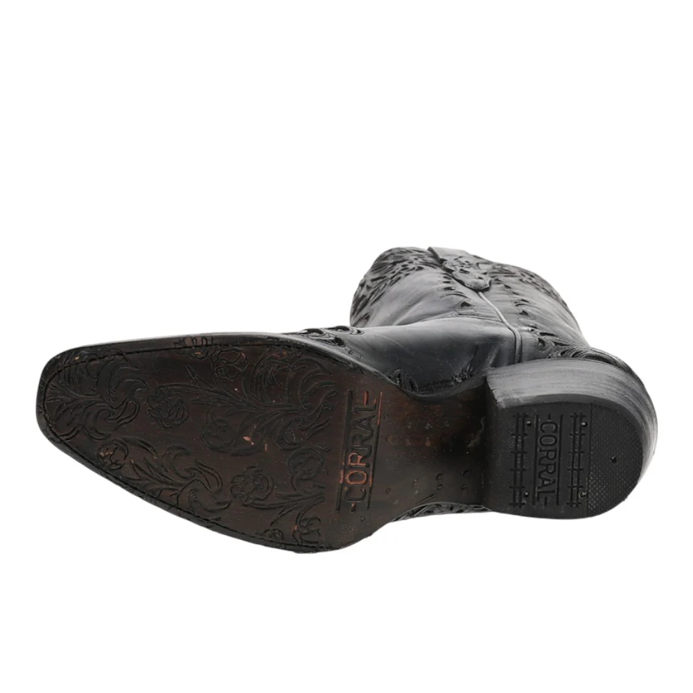 Glitter Tooled-Inlay Pull On Snip Toe Cowboy Boots - Image 5