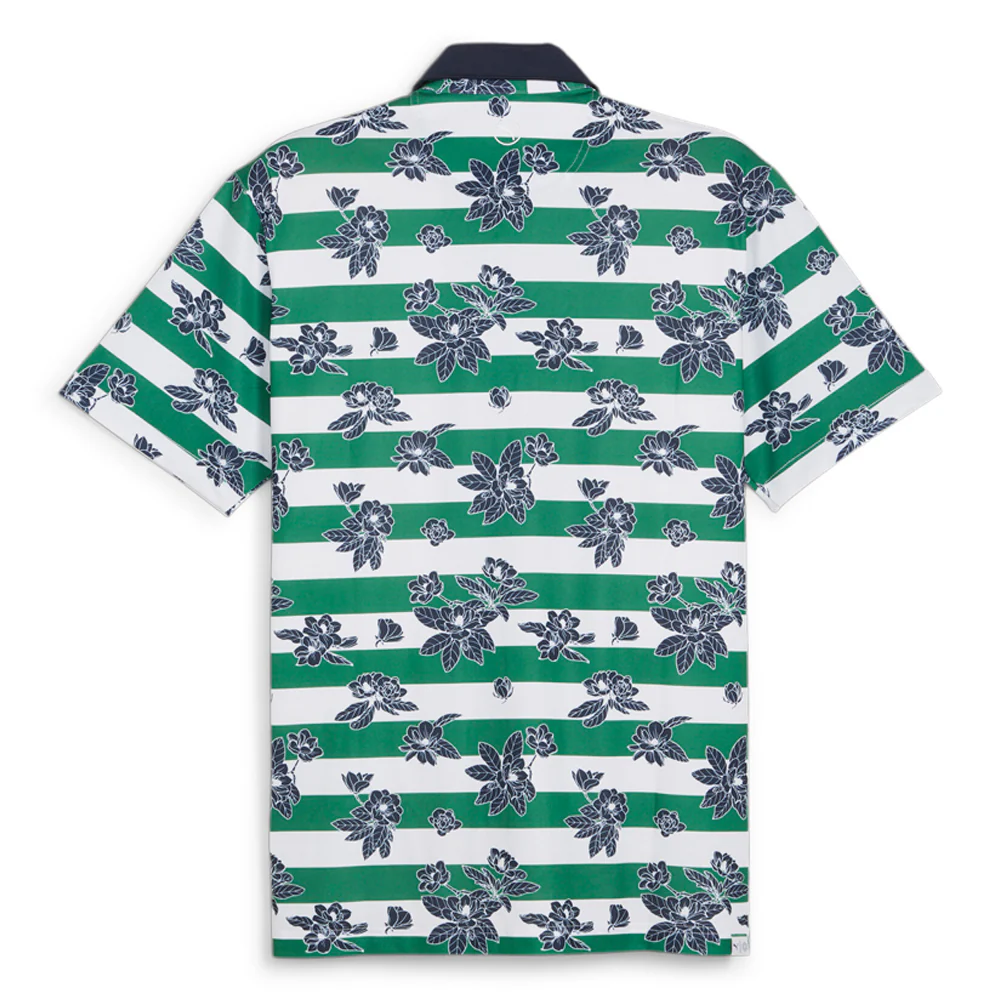 Garden Pique Golf Floral Striped Short Sleeve Polo Shirt - Image 2