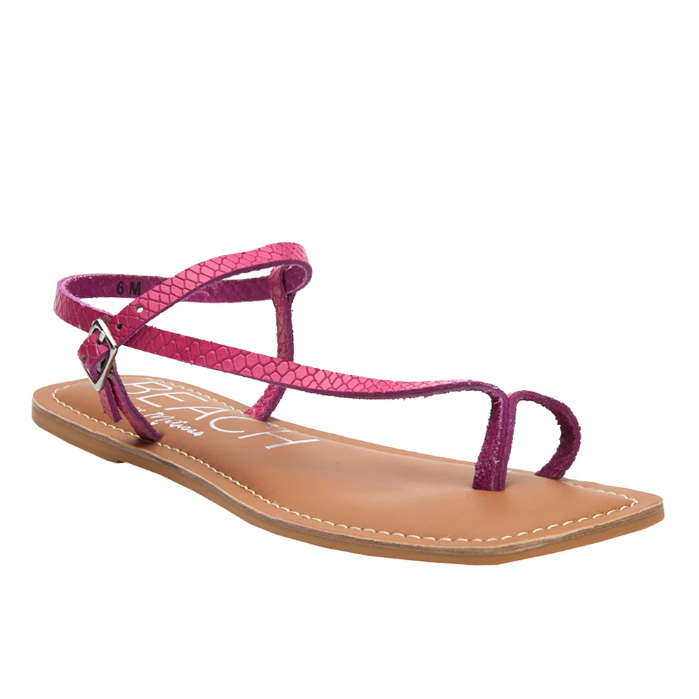 Gelato Lizard Print T Strap Flat Sandals - Image 2