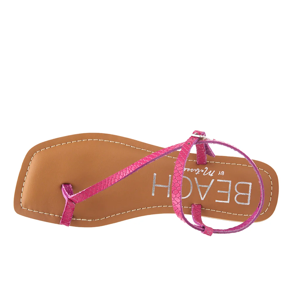 Gelato Lizard Print T Strap Flat Sandals - Image 4