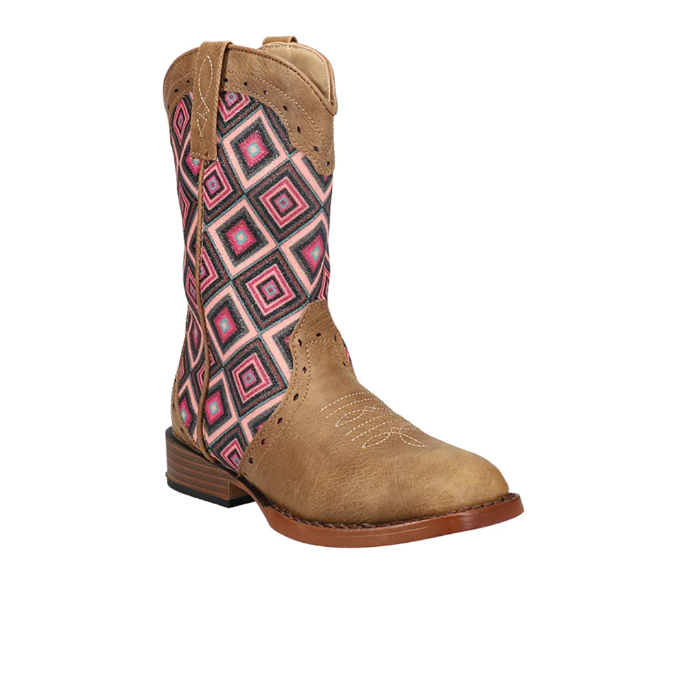 Glitter Geo Square Toe Cowboy Boots (Little Kid) - Image 2