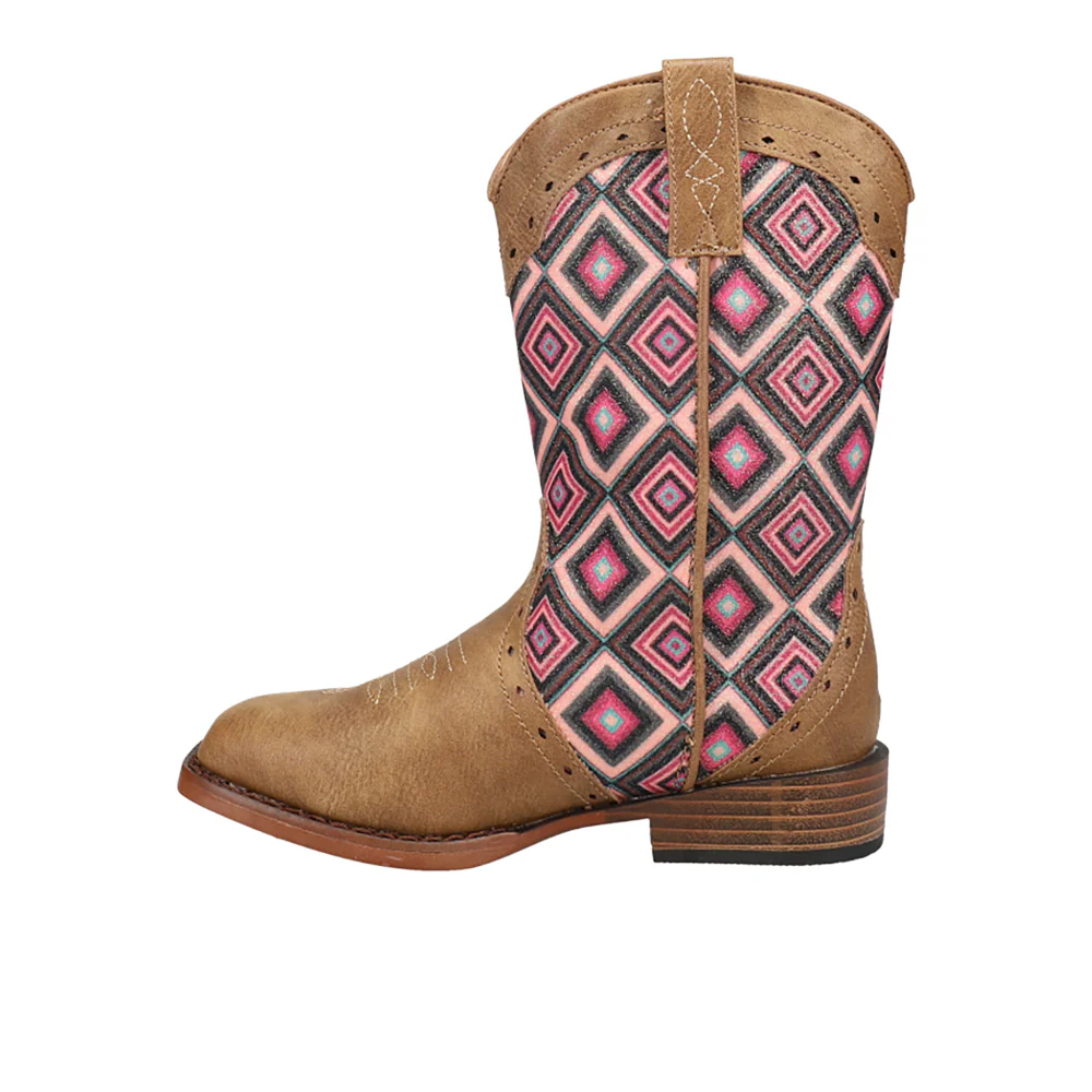 Glitter Geo Square Toe Cowboy Boots (Little Kid) - Image 3