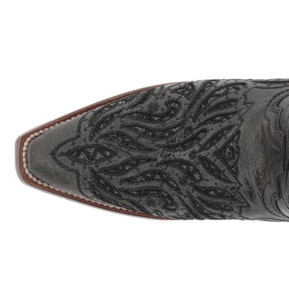 Glitter Inlay And Embroidered Snip Toe Pull On Cowboy Boots - Image 4