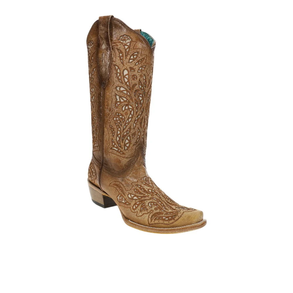 Glitter Inlay And Embroidered Snip Toe Pull On Cowboy Boots - Image 2