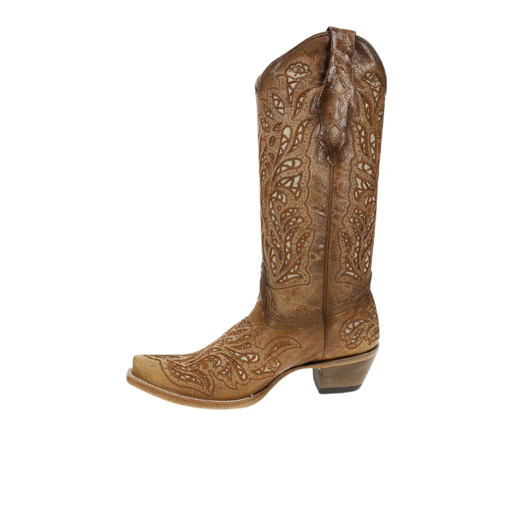 Glitter Inlay And Embroidered Snip Toe Pull On Cowboy Boots - Image 3