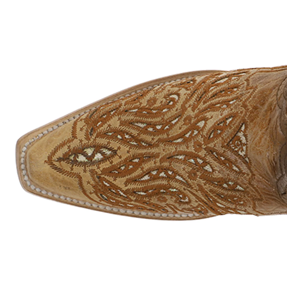 Glitter Inlay And Embroidered Snip Toe Pull On Cowboy Boots - Image 4