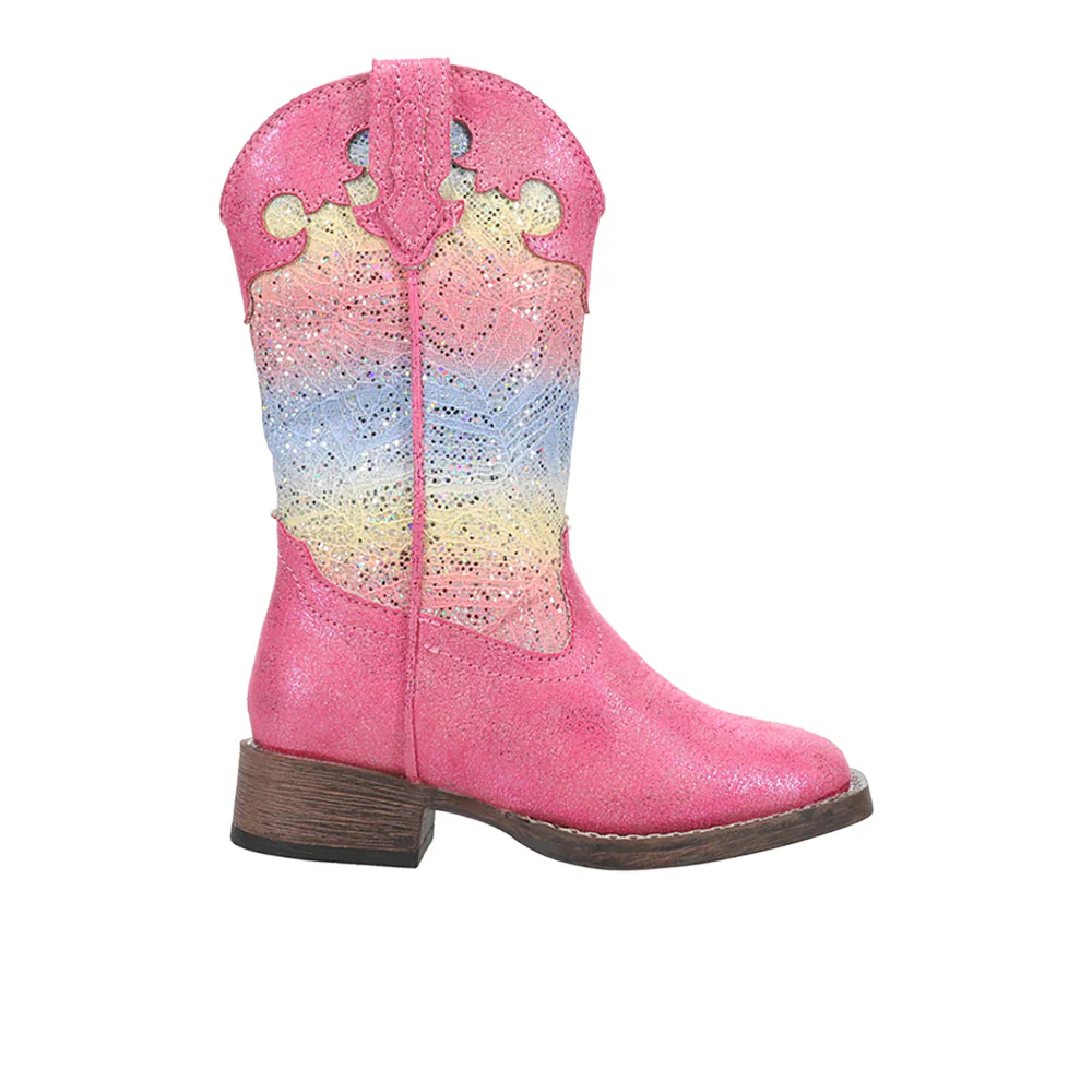 Glitter Lace Square Toe Cowboy Boots (Little Kid-Big Kid)