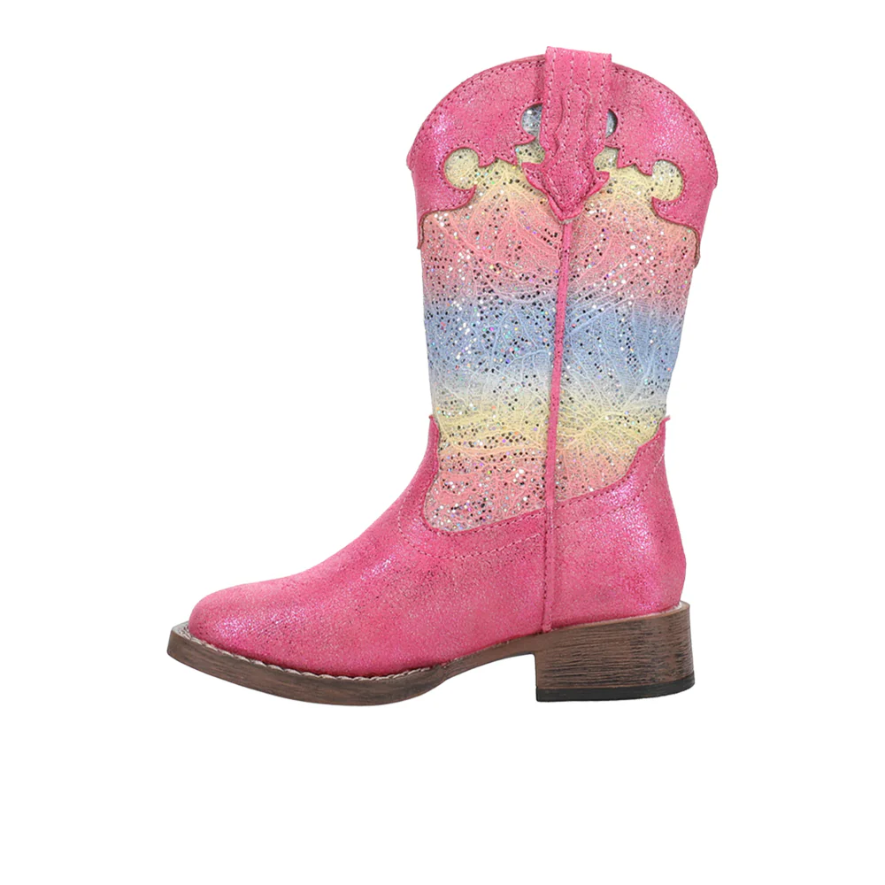 Glitter Lace Square Toe Cowboy Boots (Little Kid-Big Kid) - Image 3