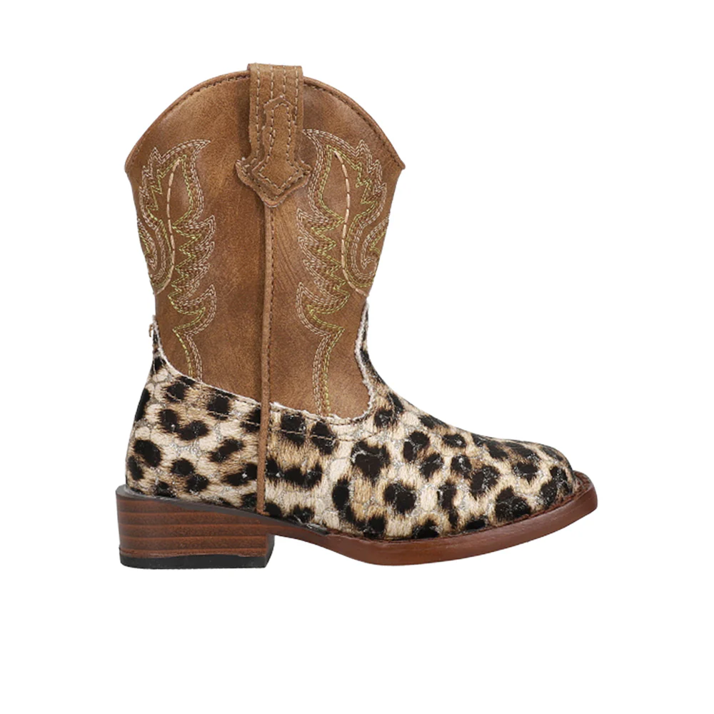 Glitter Leopard Square Toe Cowboy Boots (Little Kid-Big Kid)