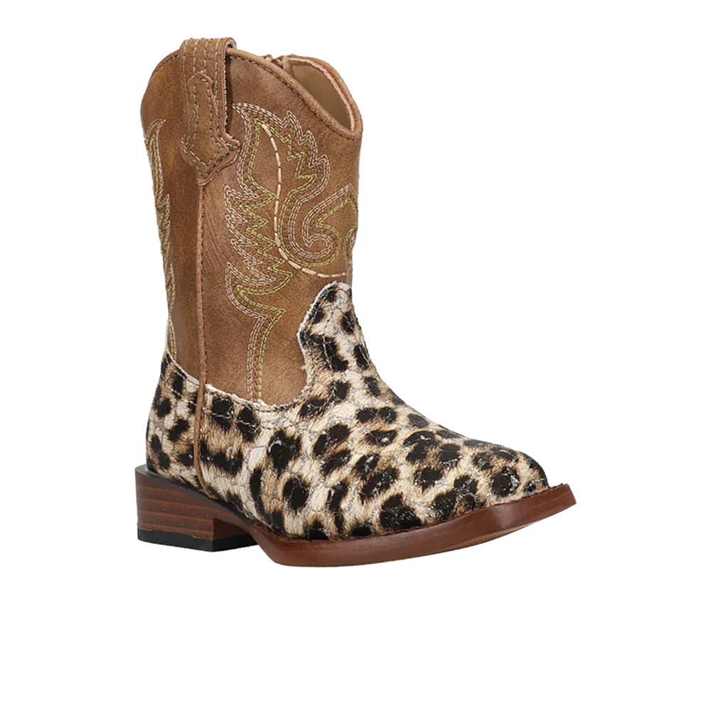 Glitter Leopard Square Toe Cowboy Boots (Little Kid-Big Kid) - Image 2