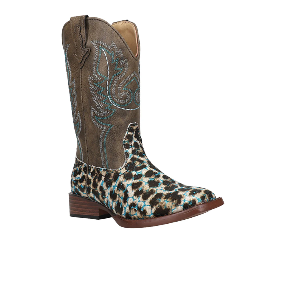 Glitter Leopard Square Toe Cowboy Boots (Little Kid-Big Kid) - Image 2