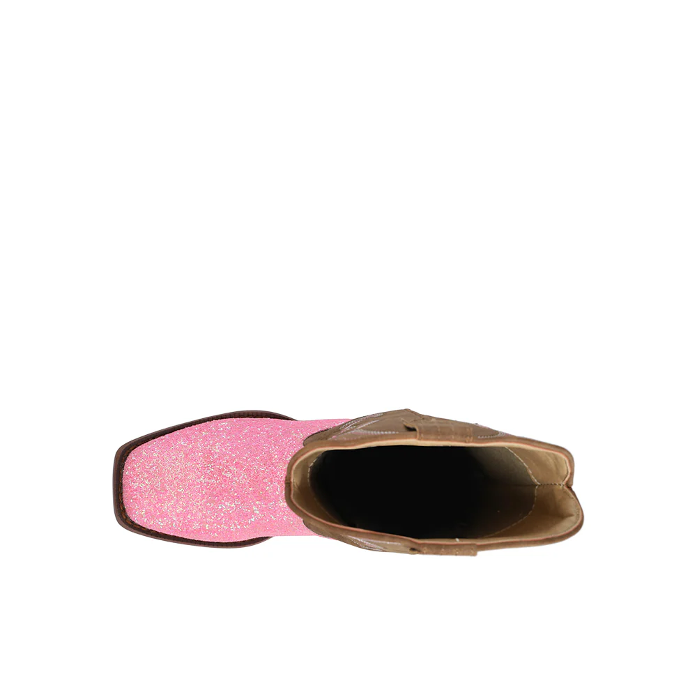 Glitter Square Toe Pull On Cowboy Boots (Big Kid) - Image 4
