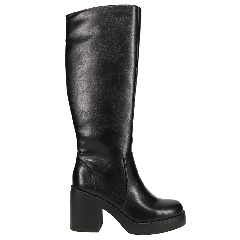 Go Girl Smooth Round Toe Zippered Platform Boots
