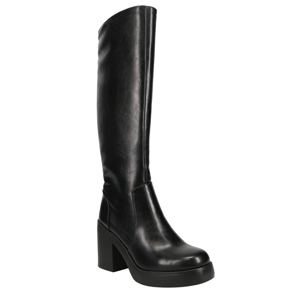 Go Girl Smooth Round Toe Zippered Platform Boots - Image 2
