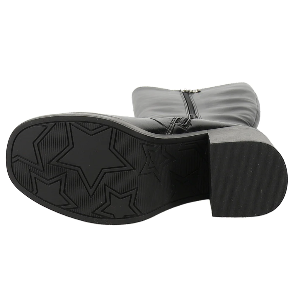 Go Girl Smooth Round Toe Zippered Platform Boots - Image 4
