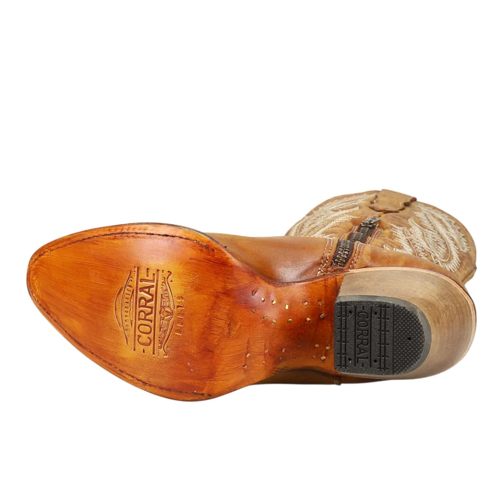 Gold Embroidered Pull On Pointed Toe Cowboy Boots - Image 5