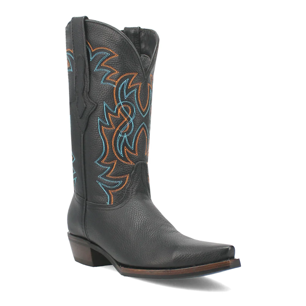 Gold Rush Leather Embroidered Snip Toe Pull On Boots - Image 2