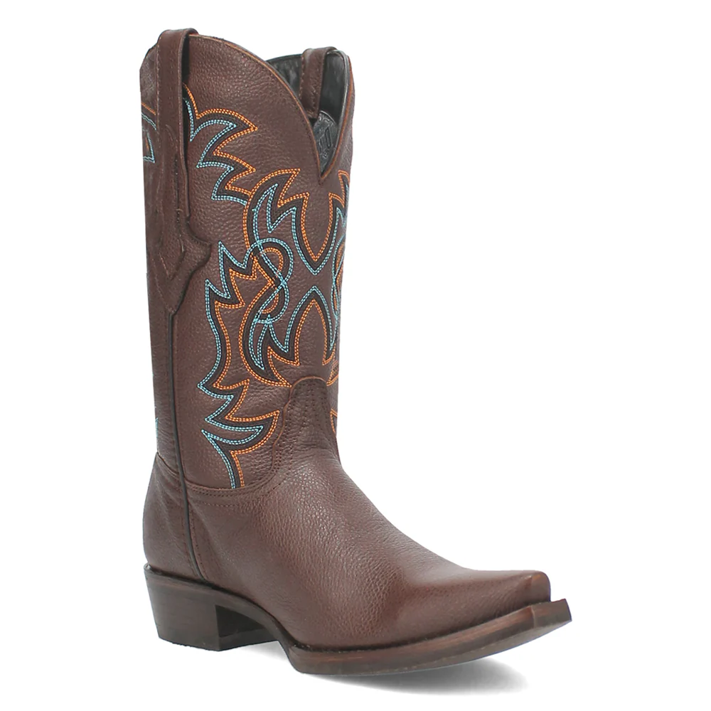Gold Rush Leather Embroidered Snip Toe Pull On Boots - Image 2