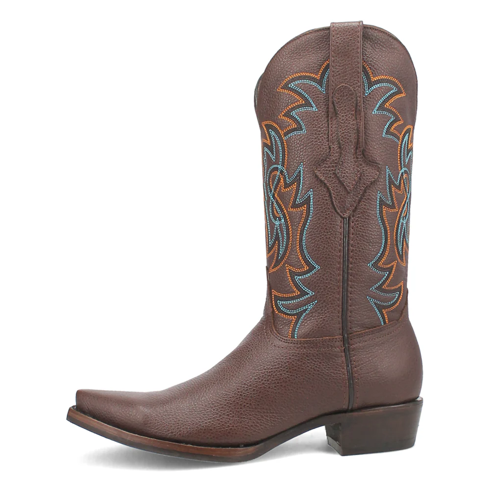 Gold Rush Leather Embroidered Snip Toe Pull On Boots - Image 3