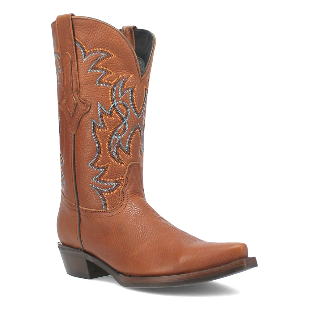Gold Rush Leather Embroidered Snip Toe Pull On Boots - Image 2