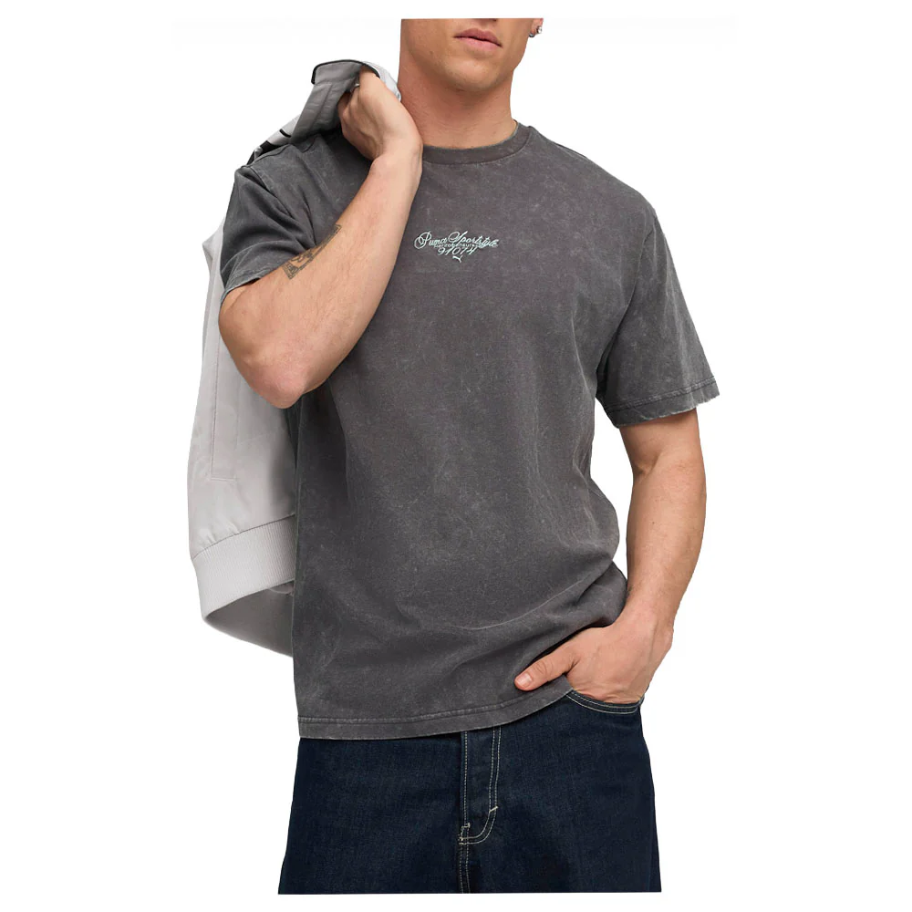 Graphic Font Play Relaxed Washed Crew Neck Short Sleeve T-Shirt - Image 3